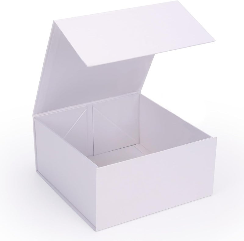 Ditwis 8x8x4 Inches Gift Box with Magnetic Closure Lid, White Magnetic Box for Wedding, Groomsmen Bridesmaid Proposal, Birthdays, Mother's Day, 1 Pack - Image 1